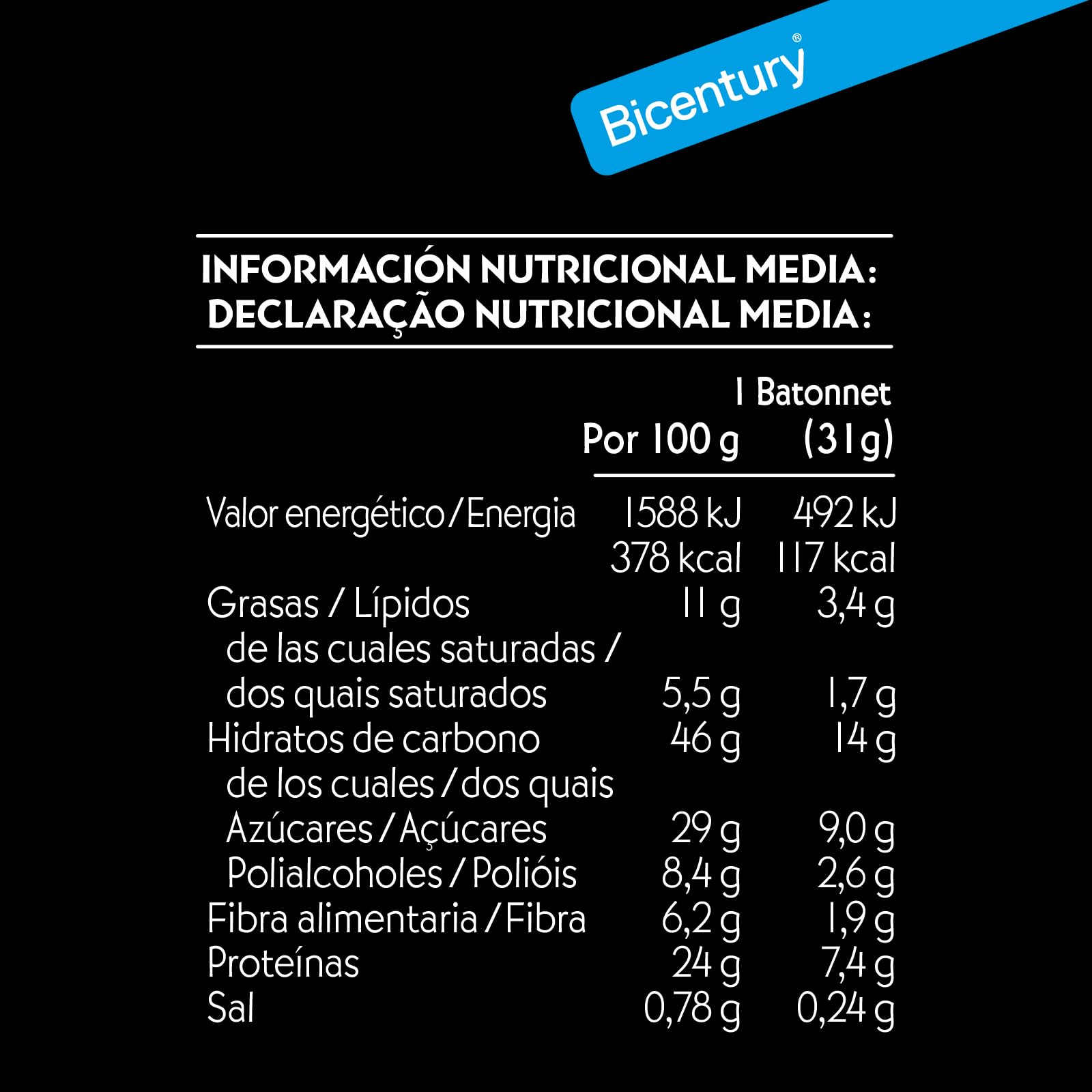 Bicentury Barritas Proteicas Sabor Toffee, 24% Proteína, Alto Contenido en Fibra, 6 Barritas de 31 g, 117 kcal por Barrita, Snack Saludable con Chocolate y Toffee