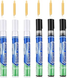 Grouting Pen, Grout Whitener for Floor Tile Refresh, 6 PCS White and Black Grout Pen Repair Sealer Pen Tile Paint for Bathroom Tile Paint Home Decorations