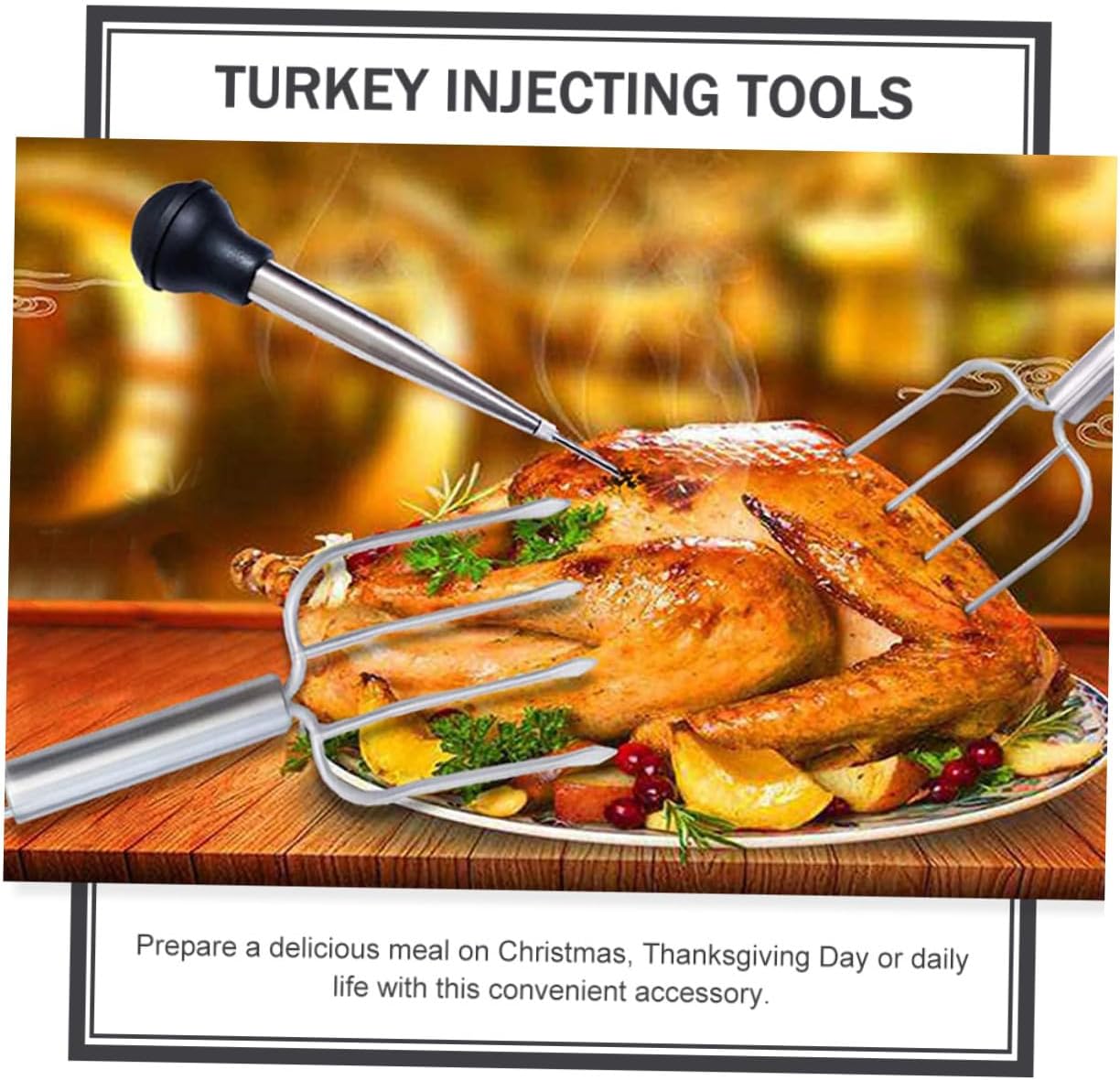 Practical Meat Injector with Suction Tip for Marinades and Sauces Ergonomic Turkey Injector for Bbq Steak Pork Chicken Dishwasher Safe Cooking Tool