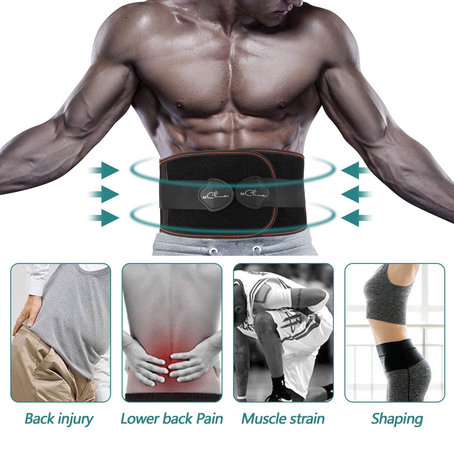 SZClimax Lower Back Brace Pain Relief with Pulley System Lumbar