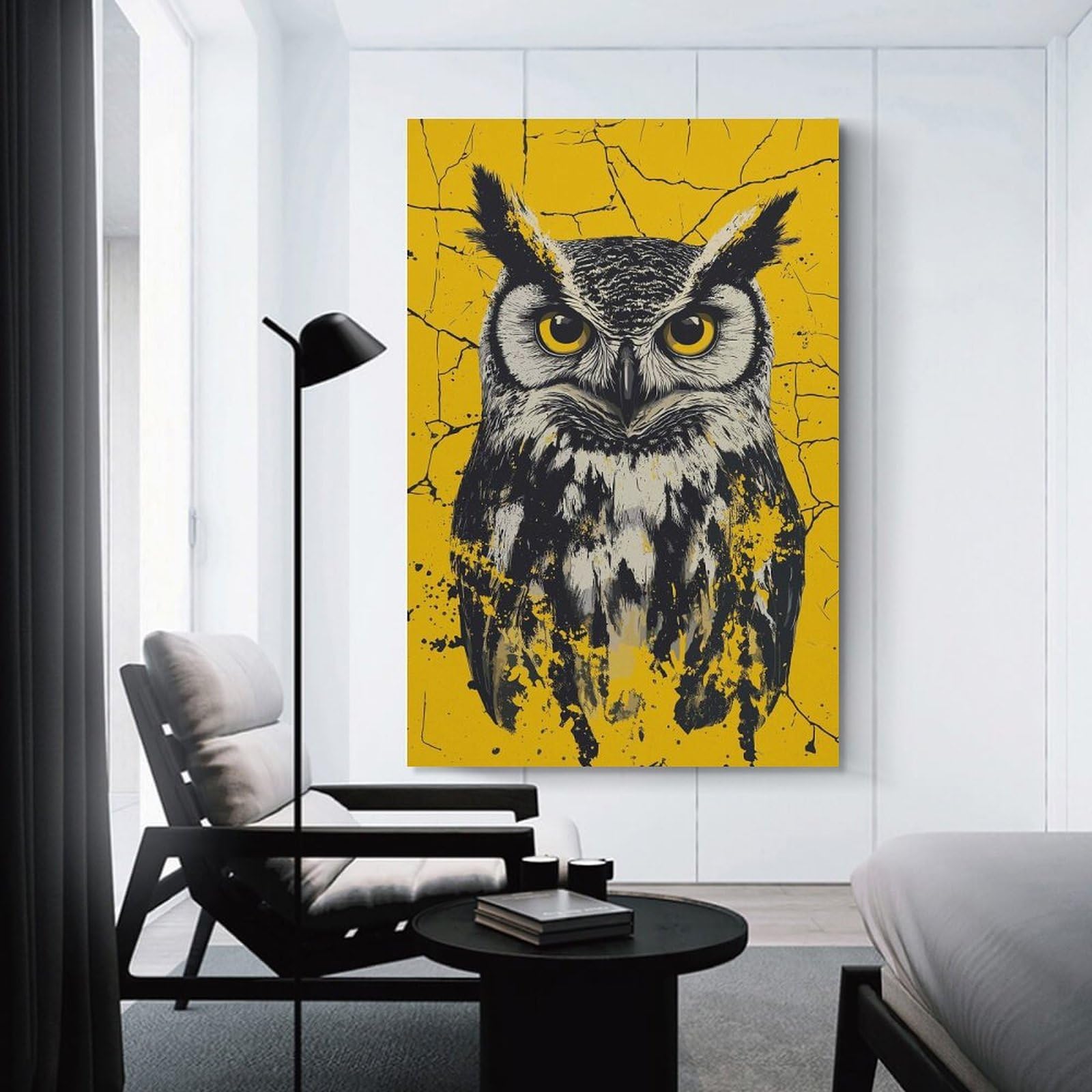 Junmoney Owl Decorative Wall Artwork 24x36inch(60x90cm), for Living Room, Bedroom, Office Or Hallway, Decorative Artwork with Broad Appeal