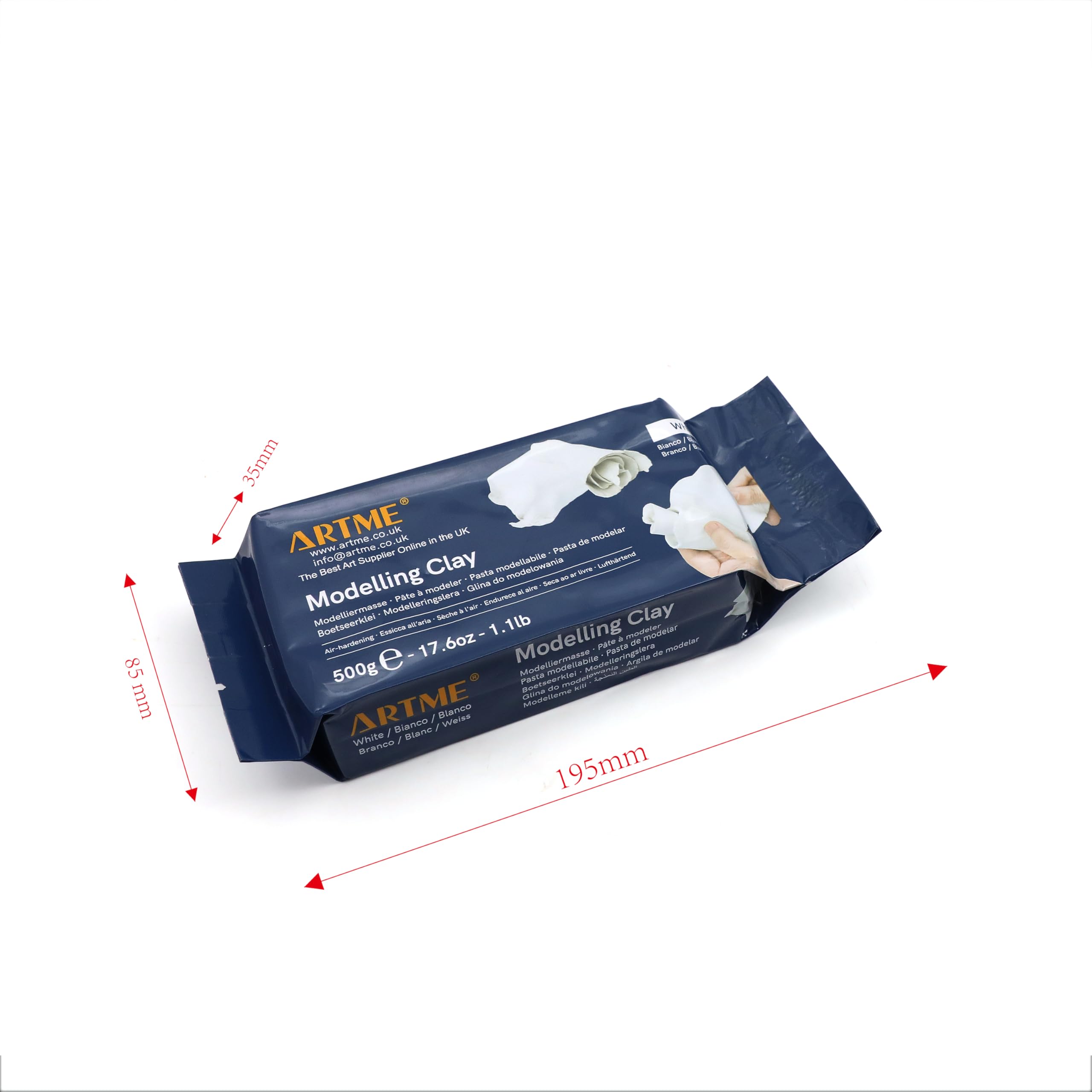 ARTME Modelling Clay White 2000g (500g x 4pk) Air Hardening for Arts and Creative Crafting - Air-Dry, Individual Package 500g x 4pk - Image 2