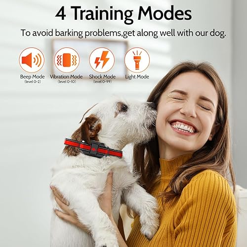 Miniatura 3 de Collar eléctrico de entrenamiento para perros con 4 modos de entrenamiento y control remoto recargable, rango impermeable de 3300 pies para perros