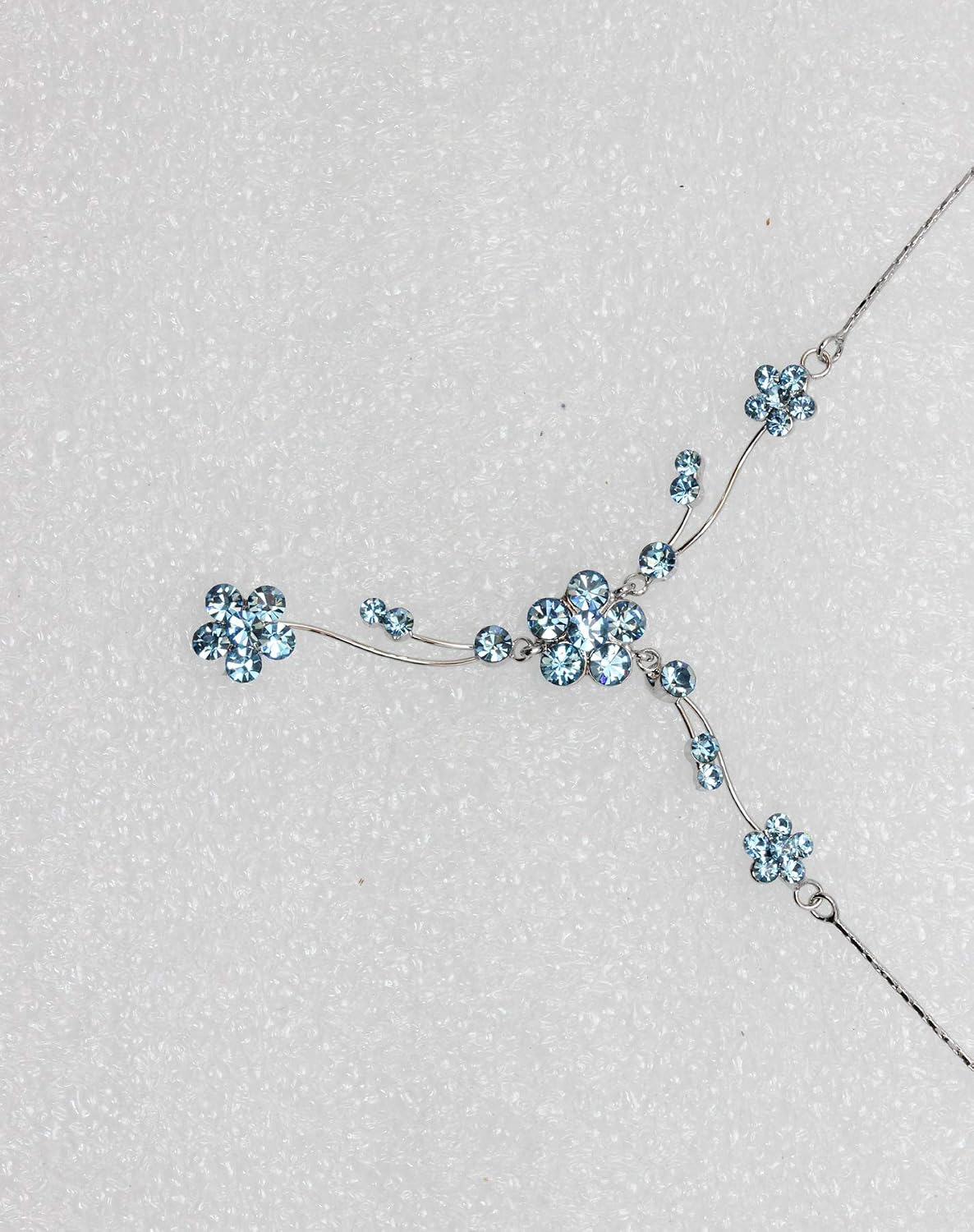 Faship Gorgeous Rhinestone Crystal Floral Necklace Earrings Set