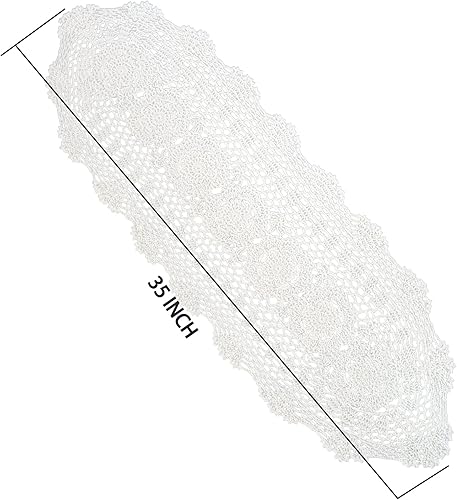 Miniatura 5 de Phantomon Mantel de mesa ovalado de encaje floral, cubierta de tela para muebles, manteles individuales de ganchillo hechos a mano, 100% algodón