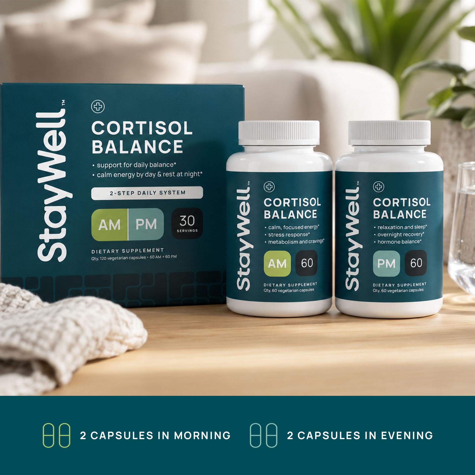 AM/PM Cortisol Supplements for Women – Cortisol Manager for Stress, Sleep, Cravings, Hormone Balance, Adrenal & Metabolism Support – Ashwagandha, L-Theanine, Magnesium, Berberine – 2 Bottle Set — Amazon image 6