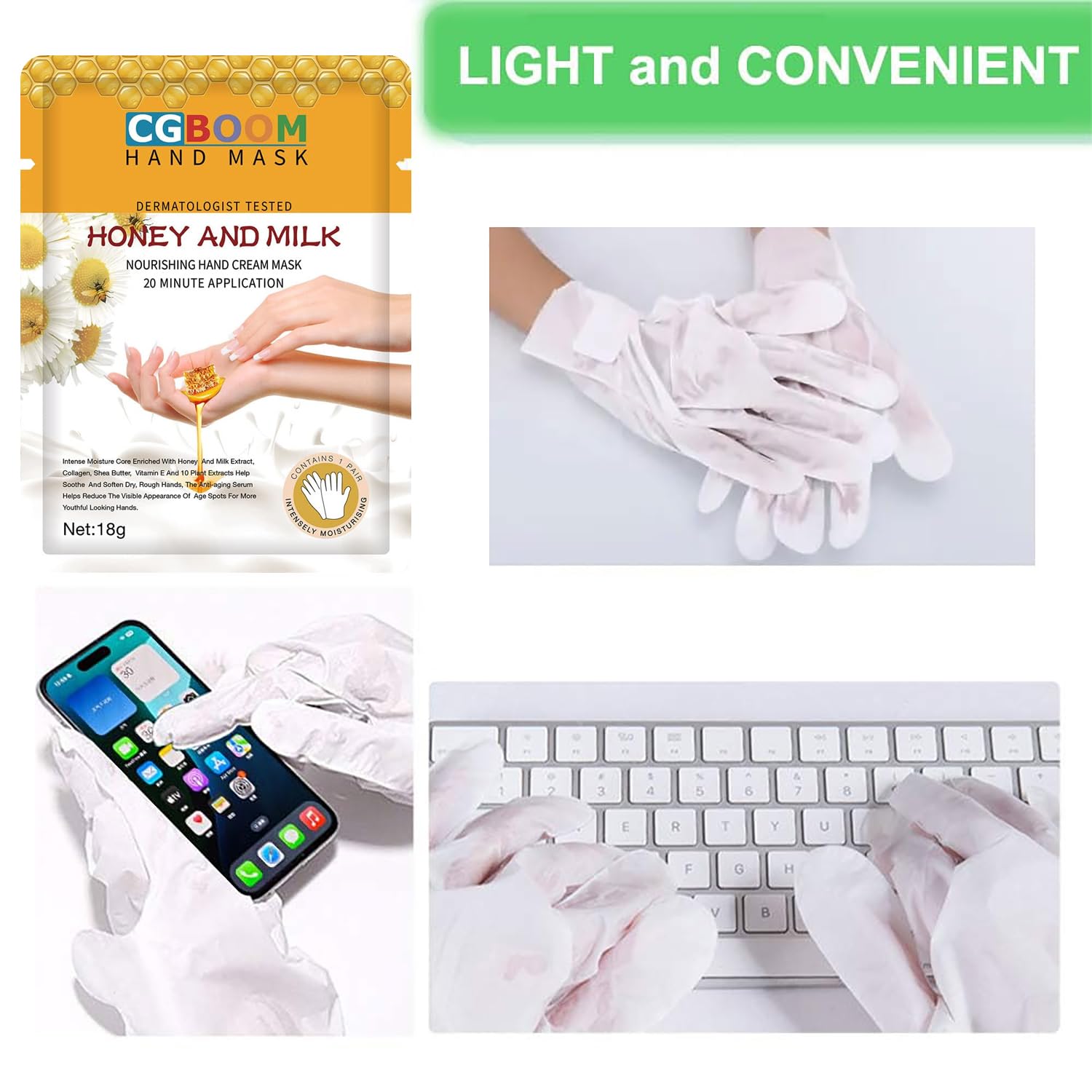 5 pack Hand Mask Moisturizing Glove, Hand Peel Mask Exfoliating Gloves, Hand Repair Glove for Dry Hands Treatment, Remove Dead Skin, Rough Skin, purple Honey Milk - Image 3