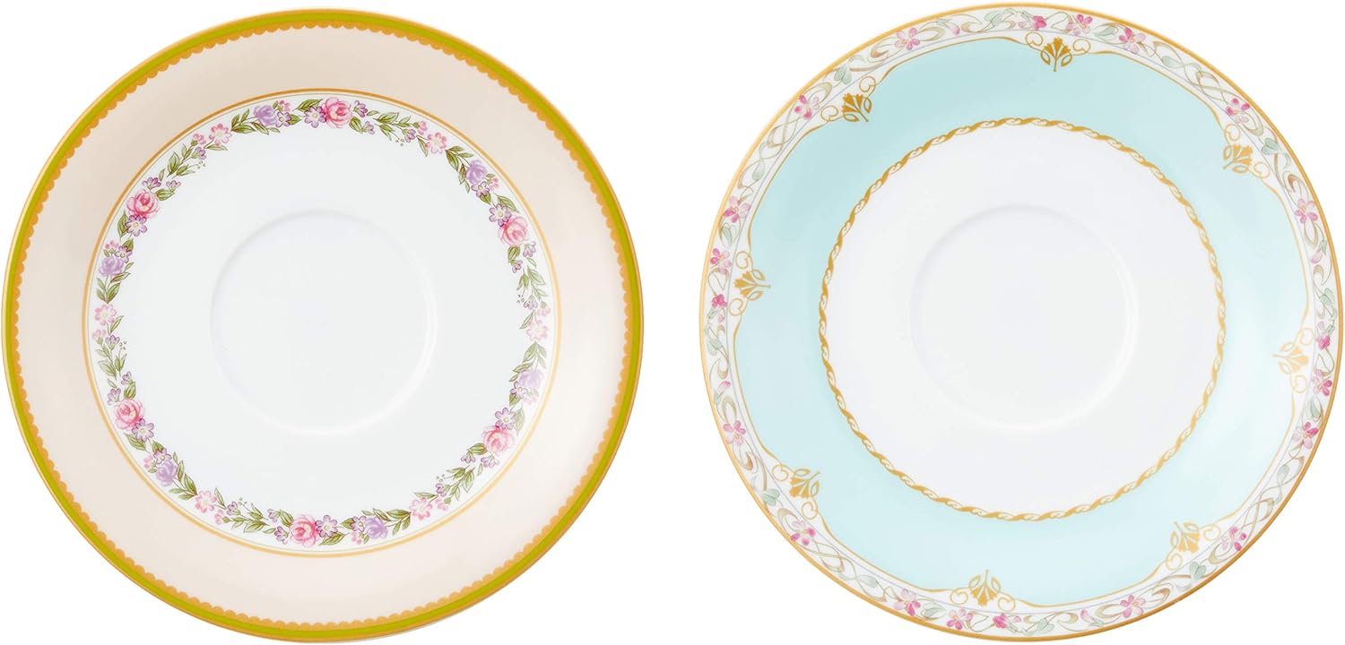 Narumi 41720-33457 Floral Boutique Cup and Saucer Set, 6.8 fl oz (190 cc), Spoon Included, Set of 2