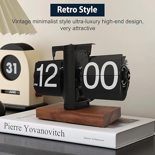 Miniatura 5 de Reloj de escritorio abatible, reloj digital retro de mesa abatible, decoración moderna de mediados de siglo, funciona con pilas, funciona con equipo