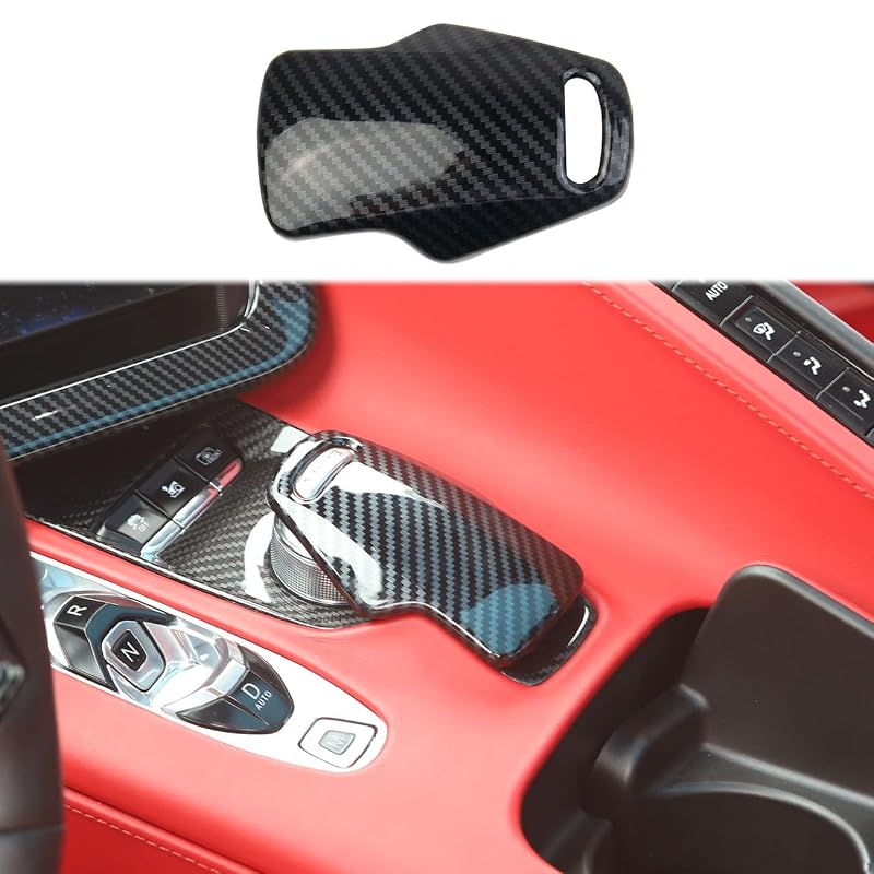 Capa de Acabamento para Cabeça da Manopla de Câmbio Estilo Fibra de Carbono crosselec para Chevrolet Corvette C8 2020 a 2025