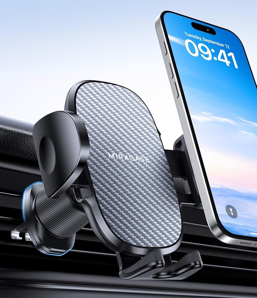 Miracase Support Téléphone Voiture [Crochet Métallique Fort] Bouche D'aération Porte Téléphone Voiture, Rotation 360° &amp; Opération à Une Main, pour Téléphones de 4.0''-7.0'' Global Recycled Standard