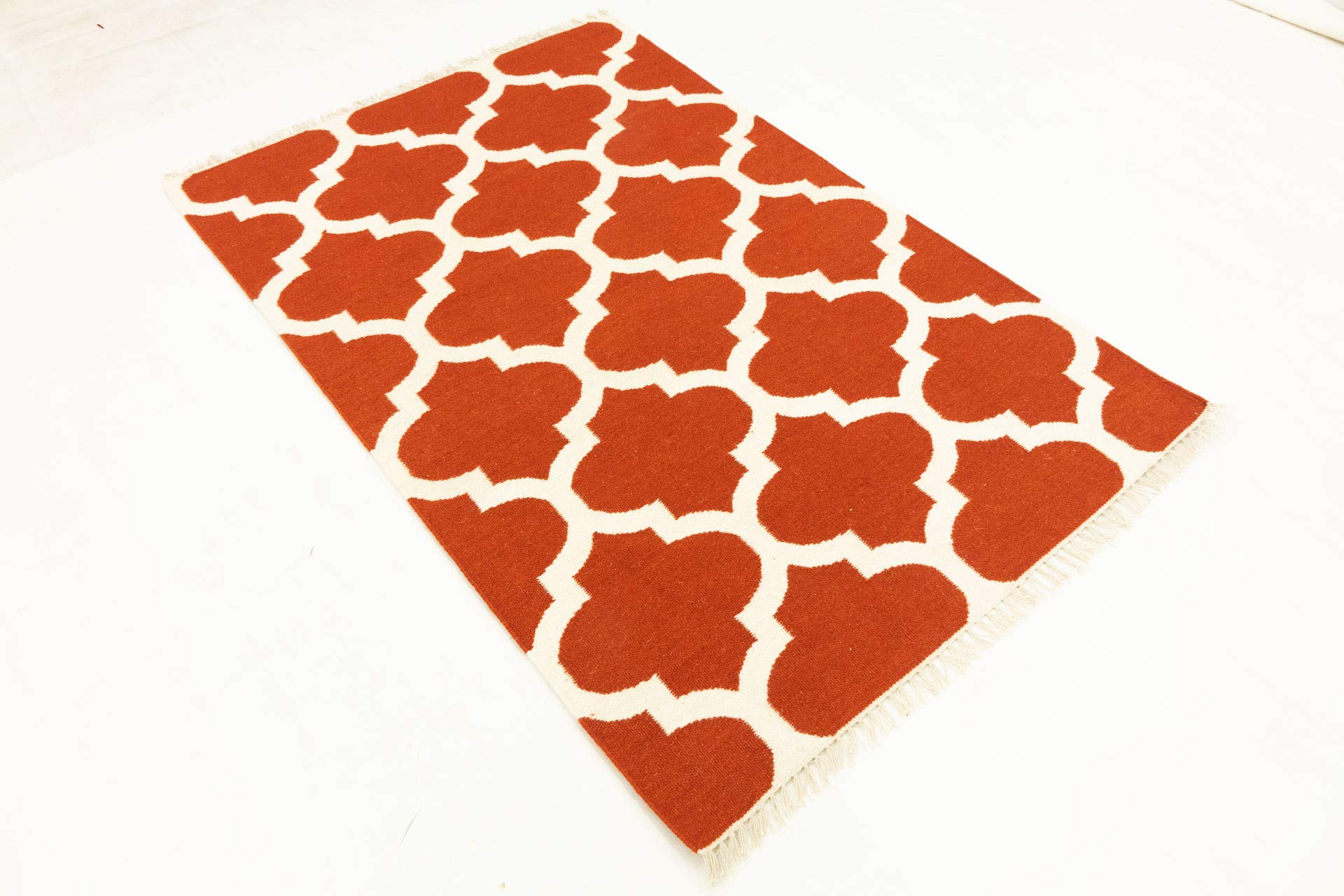 Kelim Tapis Moderne tissé à la Main Rouge Rouille 120 x 180 cm