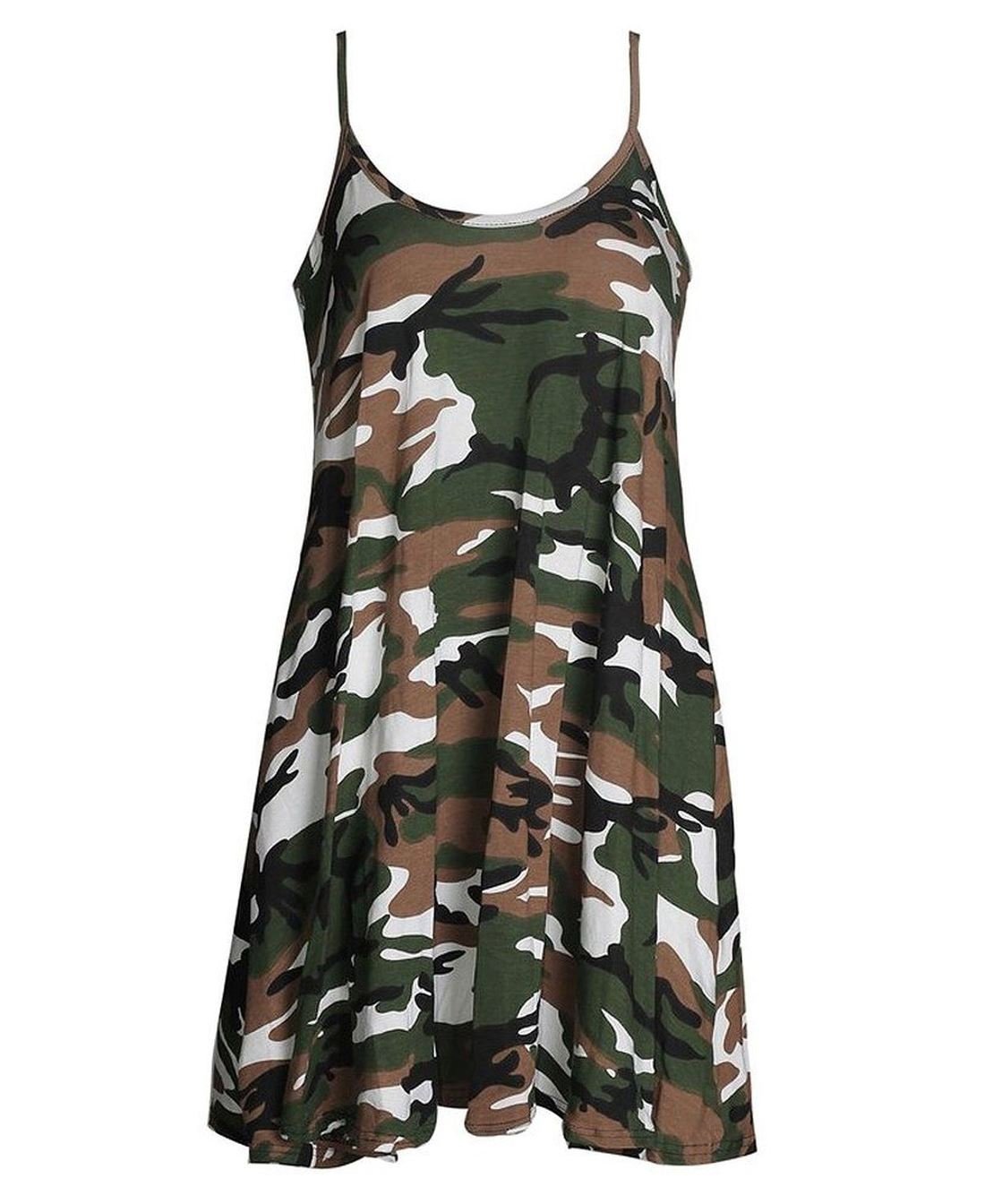 Hamishkane New Ladies Sleeveless Strappy Flare Swing Mini Dress Long Camisole Cami Vest Top