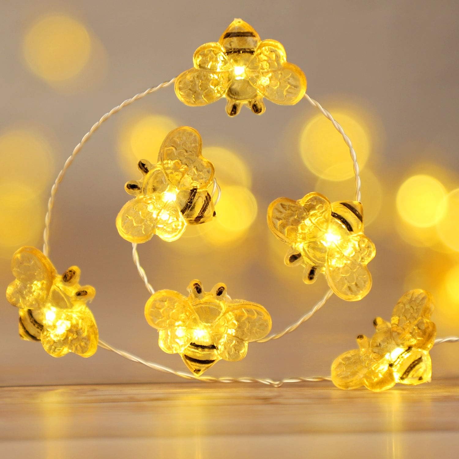 Impress LifeHoney Bee Fairy String Lights, 10 Foot 40 LED, USB & Battery Operated 8 Modes with Remote Control for Wedding, Party, Festival, Indoor, Outdoor Decoration