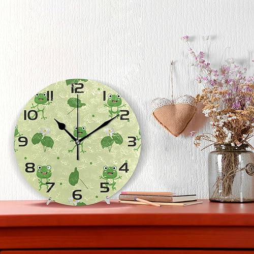 Miniatura 2 de YETTASBIN Reloj de pared con diseño de rana linda, silencioso sin tictac, funciona con pilas, reloj redondo decorativo creativo para cocina, sala de