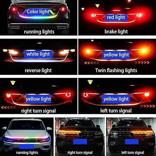 Miniatura 2 de Tira de luz LED para capó de automóvil, tira de luz diurna LED de 59 pulgadas, tira de luces LED flexibles para automóvil, luces de señal de giro
