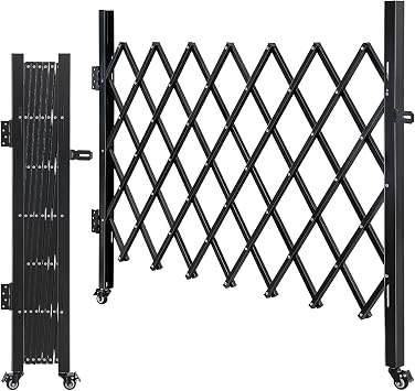 Folding Security Gates, 70.9" W*47.2" H Folding Door Expand Gate with Metal Expandable Fence, 360 Rolling Safety Barrier Gate