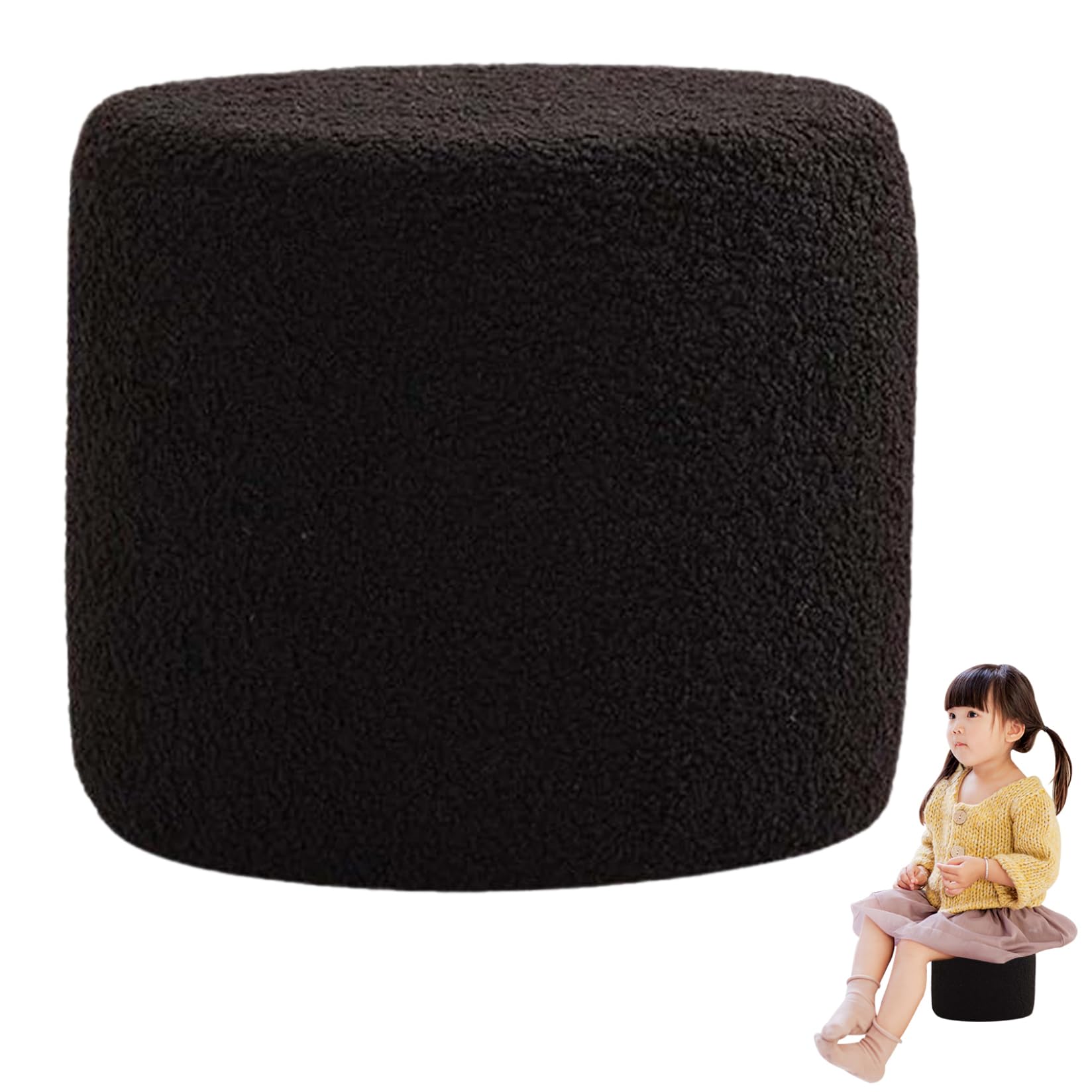 Taburete otomano puf pequeno de 7.5 pulgadas de alto y reposapies acolchado para salon color 7