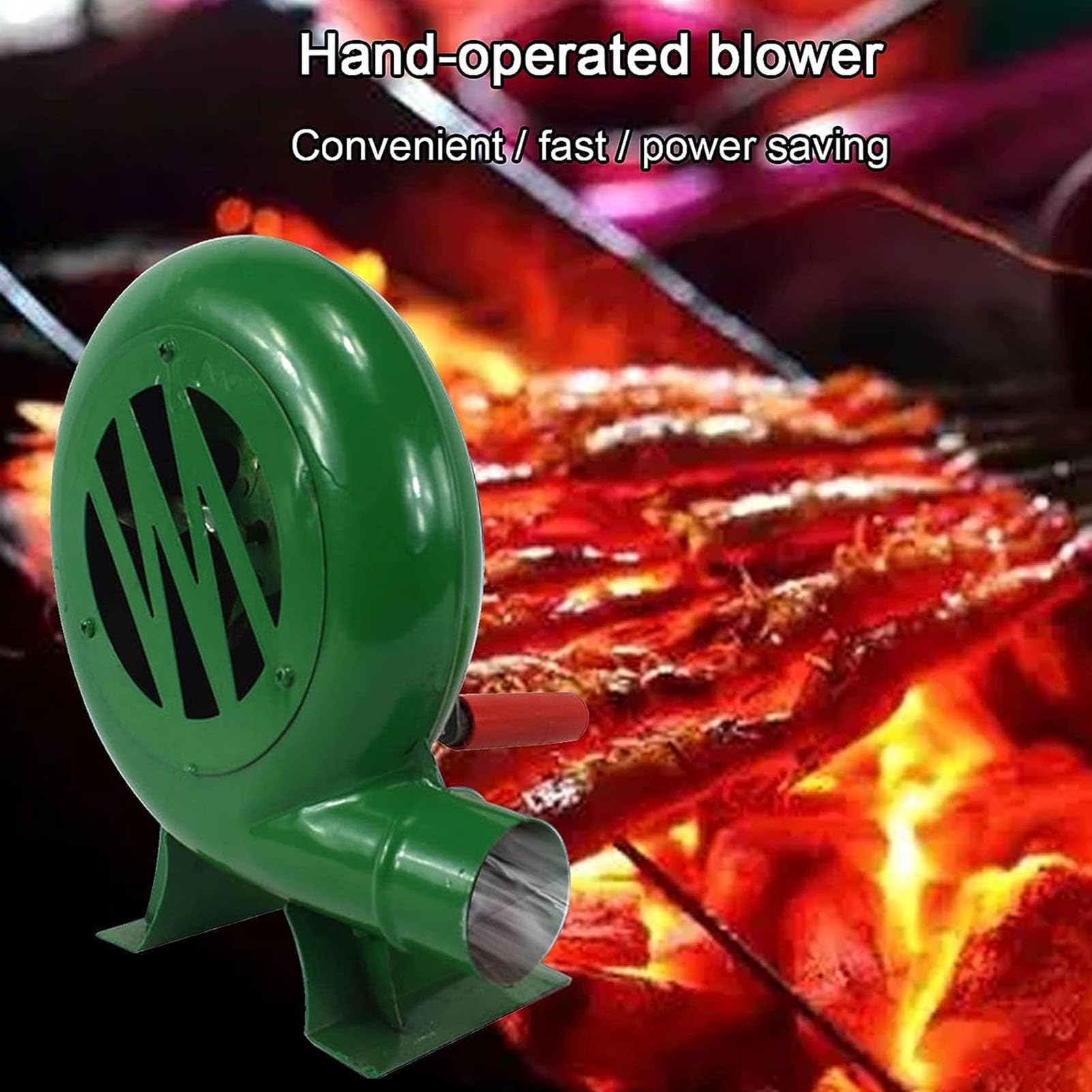 Iron Gear Wentylator ręczny do popcornu, korba ręczna, dmuchawa kuźnicza do grilla lub węgla, dmuchawa do grilla, rozrusznika ognia, dmuchawa do gotowania na zewnątrz, 350 W