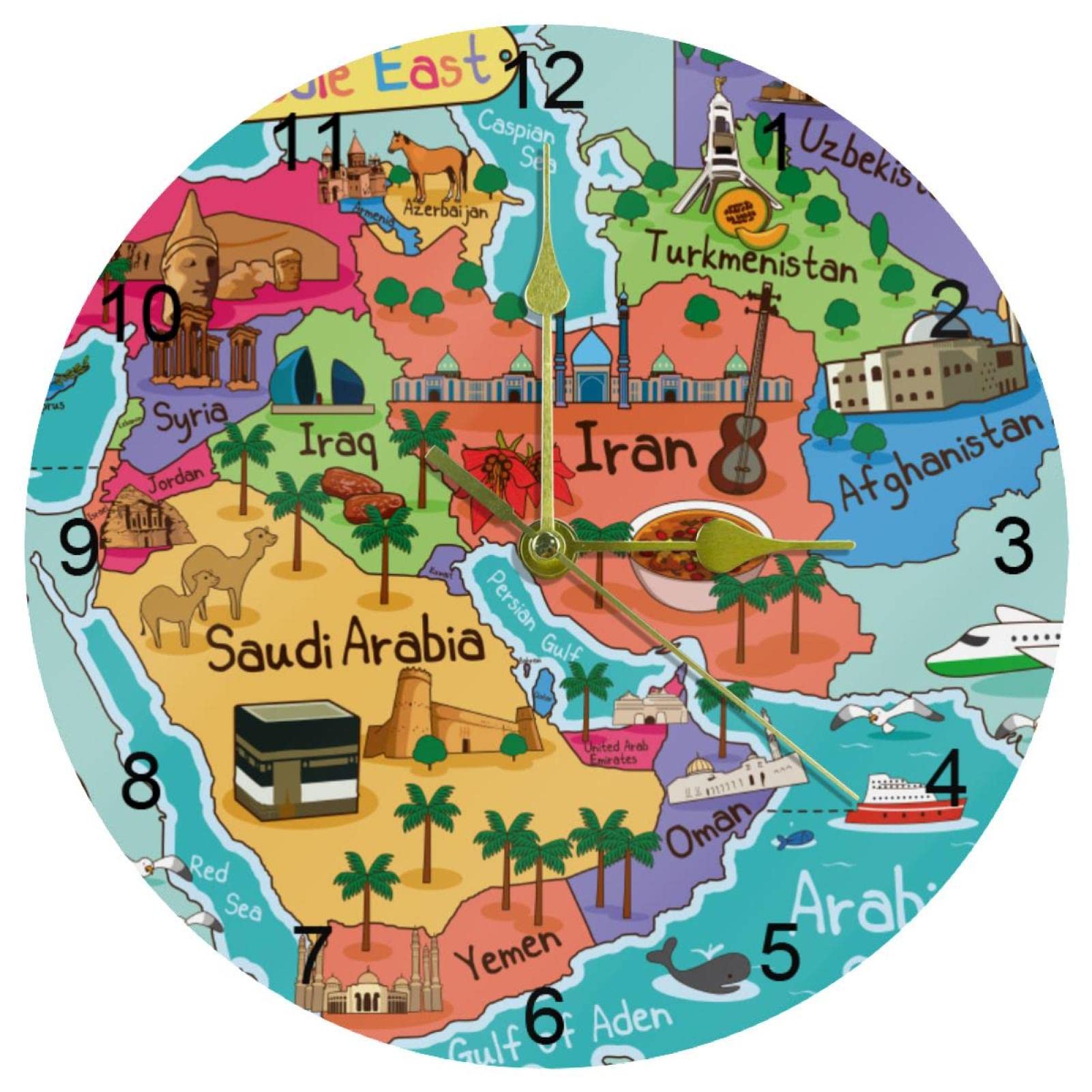 Horloge murale silencieuse à quartz de 25,4 cm pour chambre à coucher calme