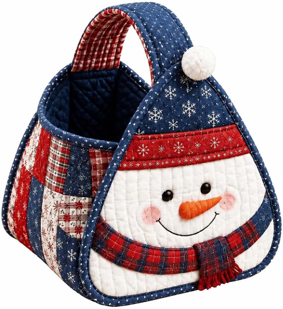 Christmas Quilted Carry Basket Sewing Kit - DIY Fabric Storage Bag，Style B