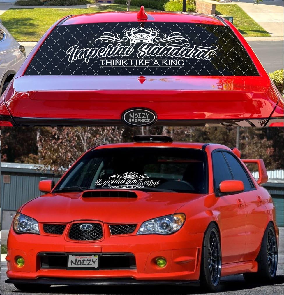 Noizy Graphics36" JDM Rear Window Decal Windshield Sticker RW-70 Imperial Standards Thing Like A King Royal Royalty Supreme Car Vinyl Japanese Flag Kanji Bottom Back Side Color: White