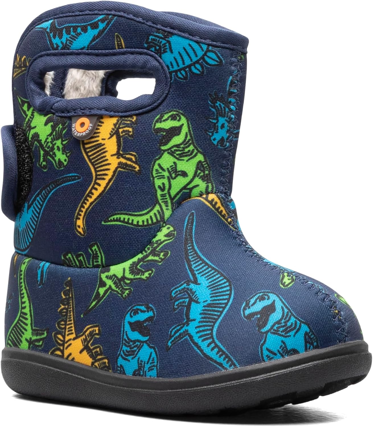 BOGS Baby II Super Dino Toddler Waterproof Rain Boots, Navy Multi, 8 M