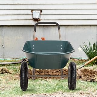 Heavy Duty Green Garden Trolley Wheelbarrow 85L Plastic Yard Barrow Cart Wagon Dump Wheelbarrow Tipper Truck 2Wheel (2 wheel-green)