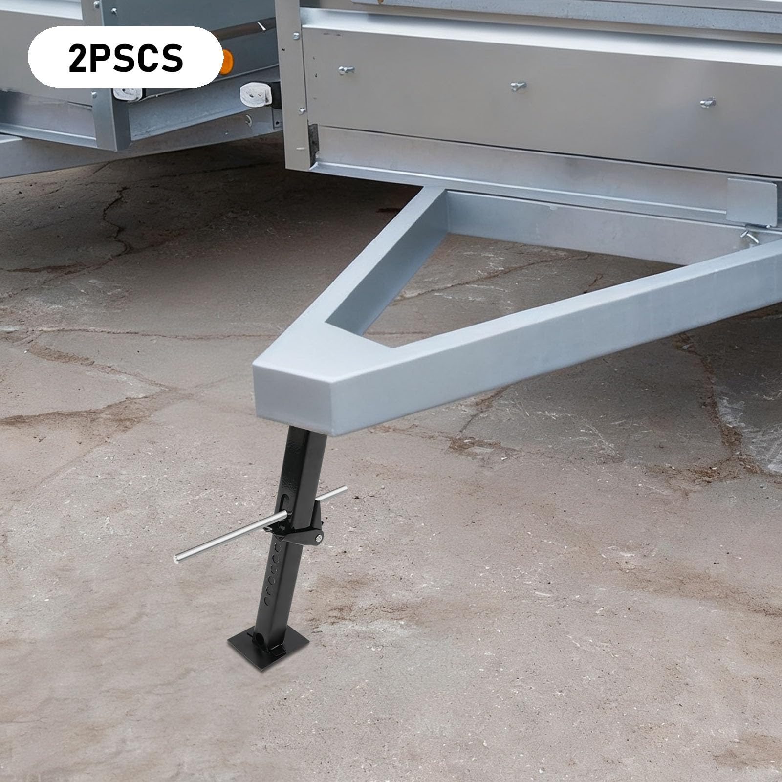 2er Set Anhängerstützen klappbar 28,9–45,5 cm höhenverstellbar,Anhängerstützen Höhe – Teleskop Stützfuß aus Kohlenstoffstahl bis 450kg, Wohnmobil & Lastenanhänger, inkl. Handgriff