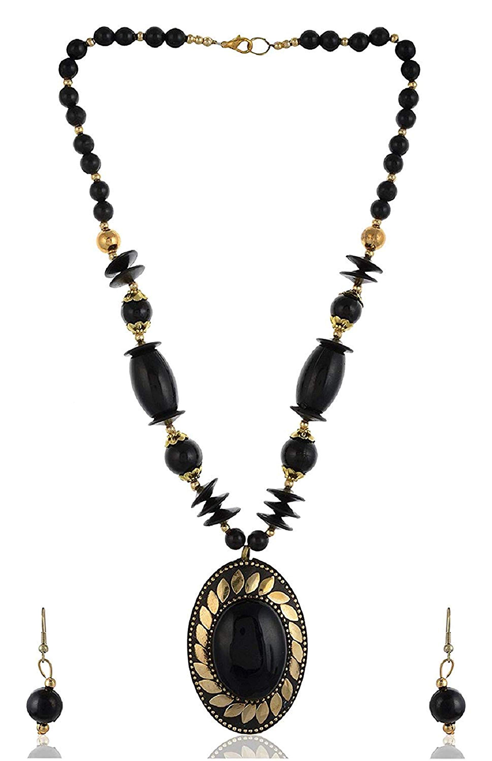COSMOS SYSTEMS Stone And Glass Beaded Trendy Tibetan Style Necklace Earrings Set Tribal Antique Jewellery for Women And Girl (B07WQXZC65) Amazon Price History, Amazon Price Tracker