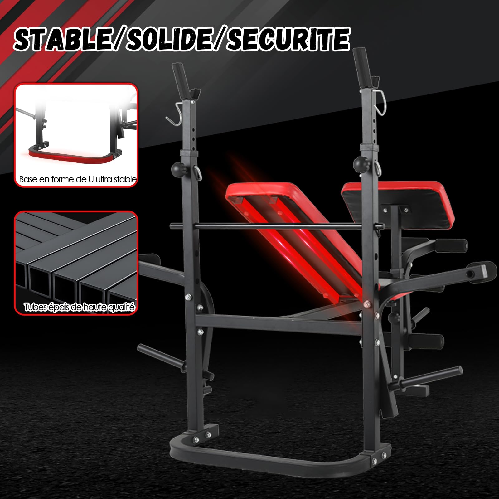ISE Banc Musculation Complet Musculation, Banc de Musculation Complet Fitness, Banc de Musculation Pliable&Inclinable, Banc Developper Coucher, Bancs de Musculation Multifonction Butterfly Réglable