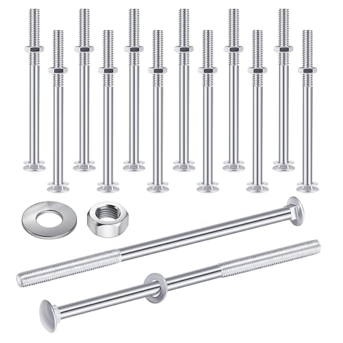 Miniatura 21 de Zonon 12 Juego de Pernos de Carro de 1/2 x 10 Pulgadas Negro Kit de Pernos de Carro Galvanizado Incluye Arandelas y Tuercas Resistente a la Negro