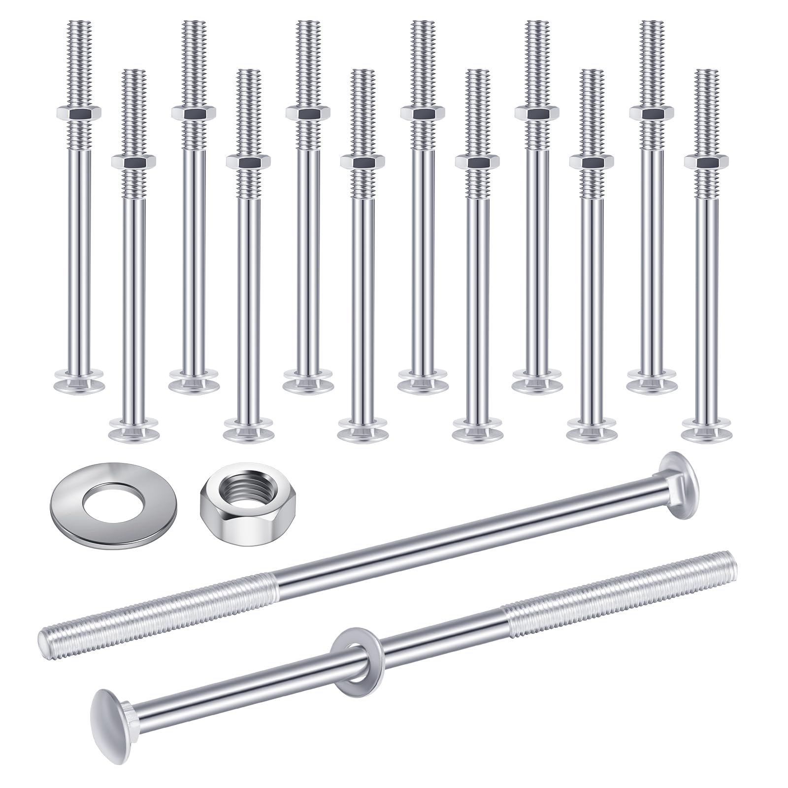 Zonon Carriage Bolts - 12 Sets Black Galvanized -12