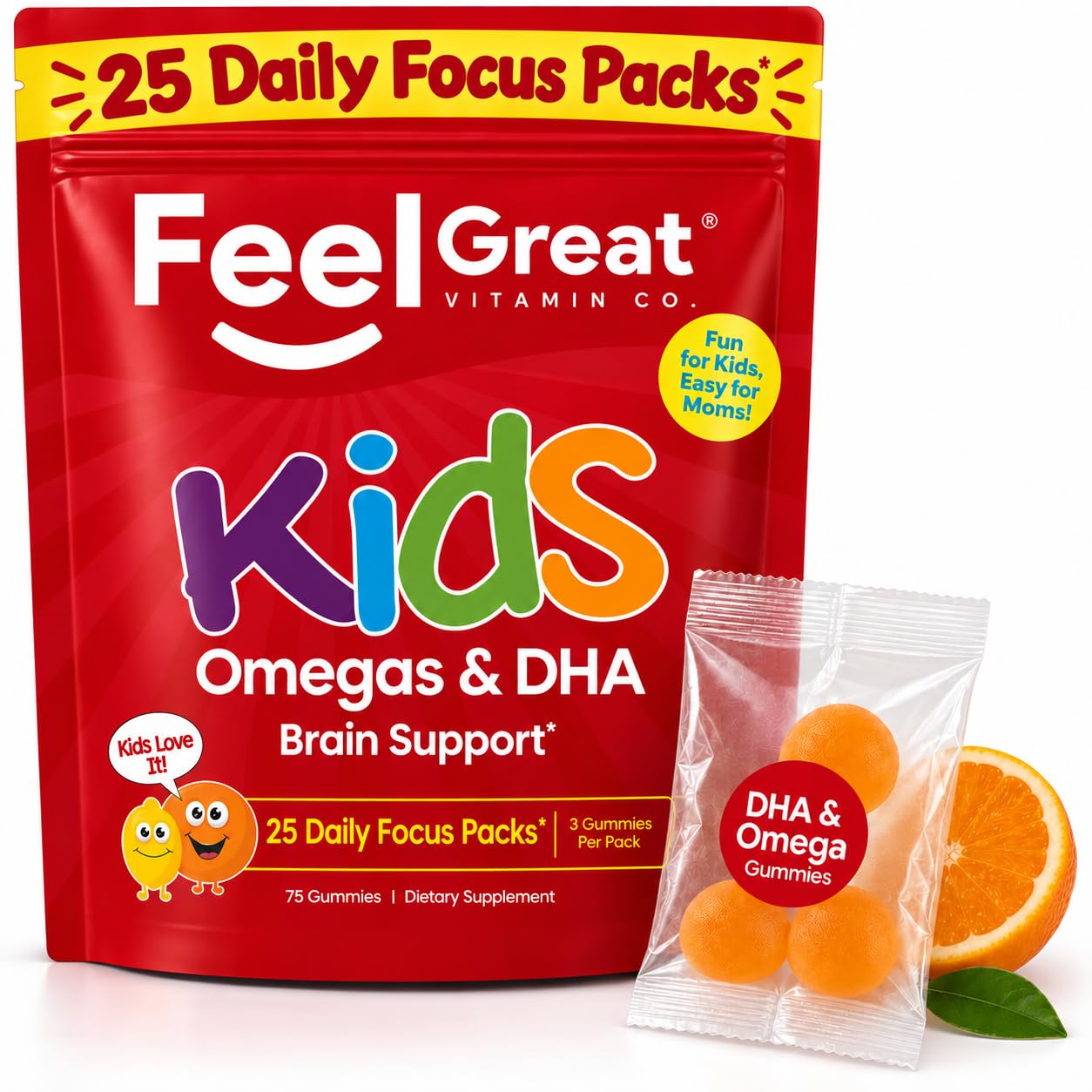 Feel Great Omega 3 DHA Gummies for Kids, Brain & Vision Support, 60ct, 2pk — Amazon image 12