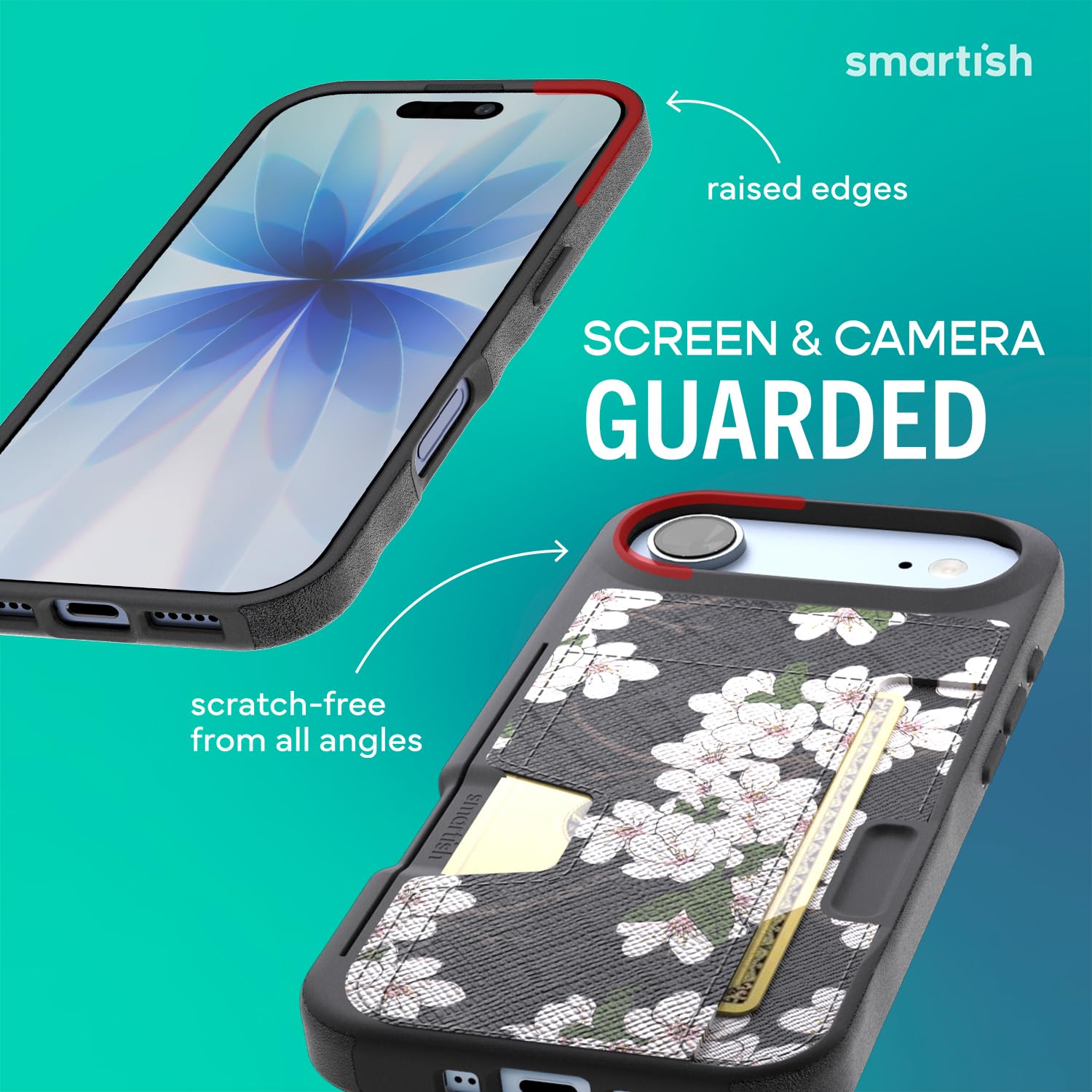 Smartish®, Wallet Slayer Vol. 2 - Funda tipo cartera para iPhone Air con tarjetero con protector para tarjetas y soporte, a prueba de caídas, modelo Very Cherry Blossom