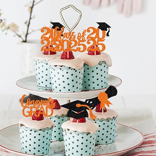 Miniatura 294 de Paquete de 24 adornos dorados para cupcakes de graduación 2025 con purpurina So Proud of You Done Diploma Graduation Cap Cupcake Picks Class of 2025