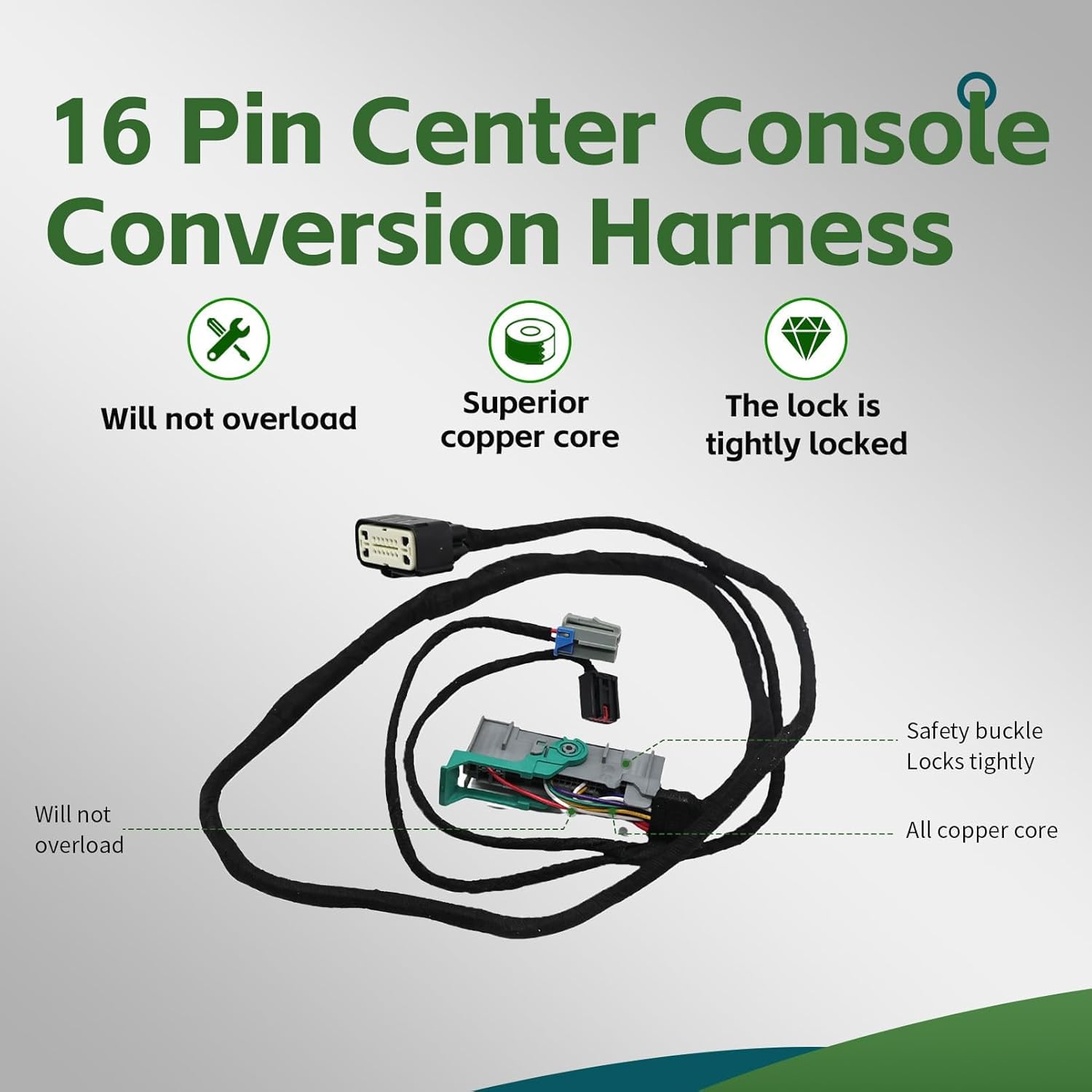 16 Pin Center Console Conversion Harness Compatible with Silverado Sierra 2016 2017 2018 LD HD 2500 3500 2019 Jump Seat to Full Center Console Conversion Harness