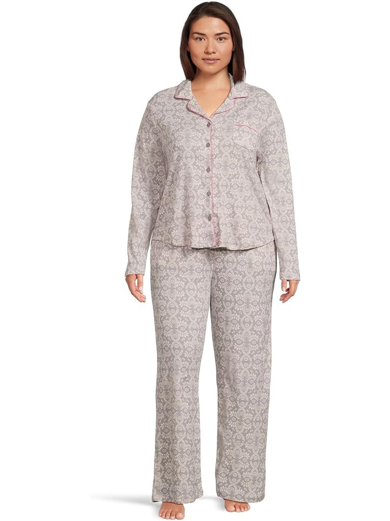 Gray Karen Neuburger Plus Novelty Long Sleeve Girlfriend Pajama Set