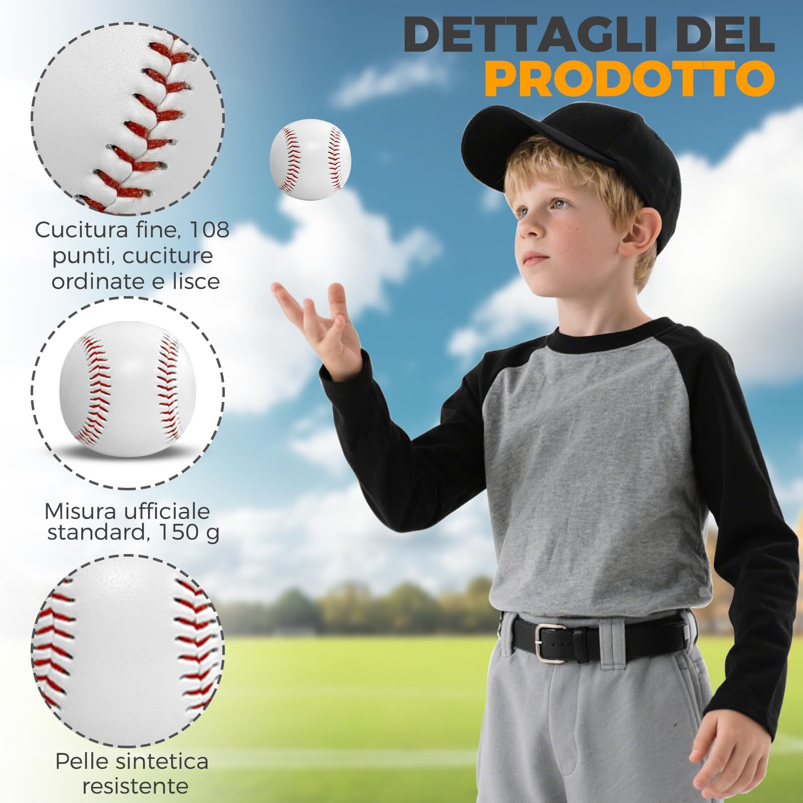LeapBeast Palle da Baseball, Baseball Morbida/Duro, 9" Pollici Fatti a Mano da Baseballs in PVC in Gomma Morbida Softball per Allenamento Esercizio Gioventù Principiante