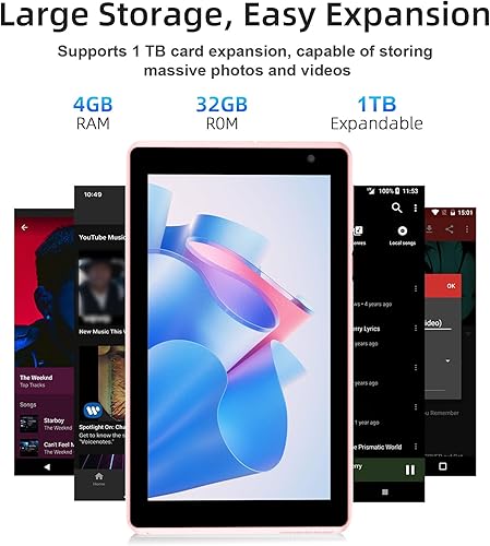 Vista 12 de BYANDBY Tablet 7 pulgadas Android 15.0 Tablet, 6GB+32GB ROM (1TB Expand), Quad-Core, WiFi, GMS, Cámara dual, Educativo, Juegos (negro)