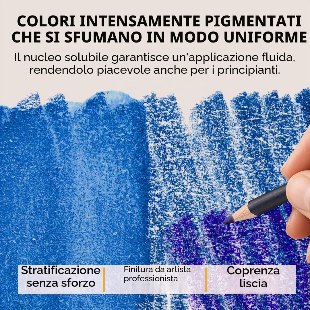 Castle Art Supplies Set di 120 Matite Acquerellabili, Pigmenti Vibranti, Cofanetto di Metallo