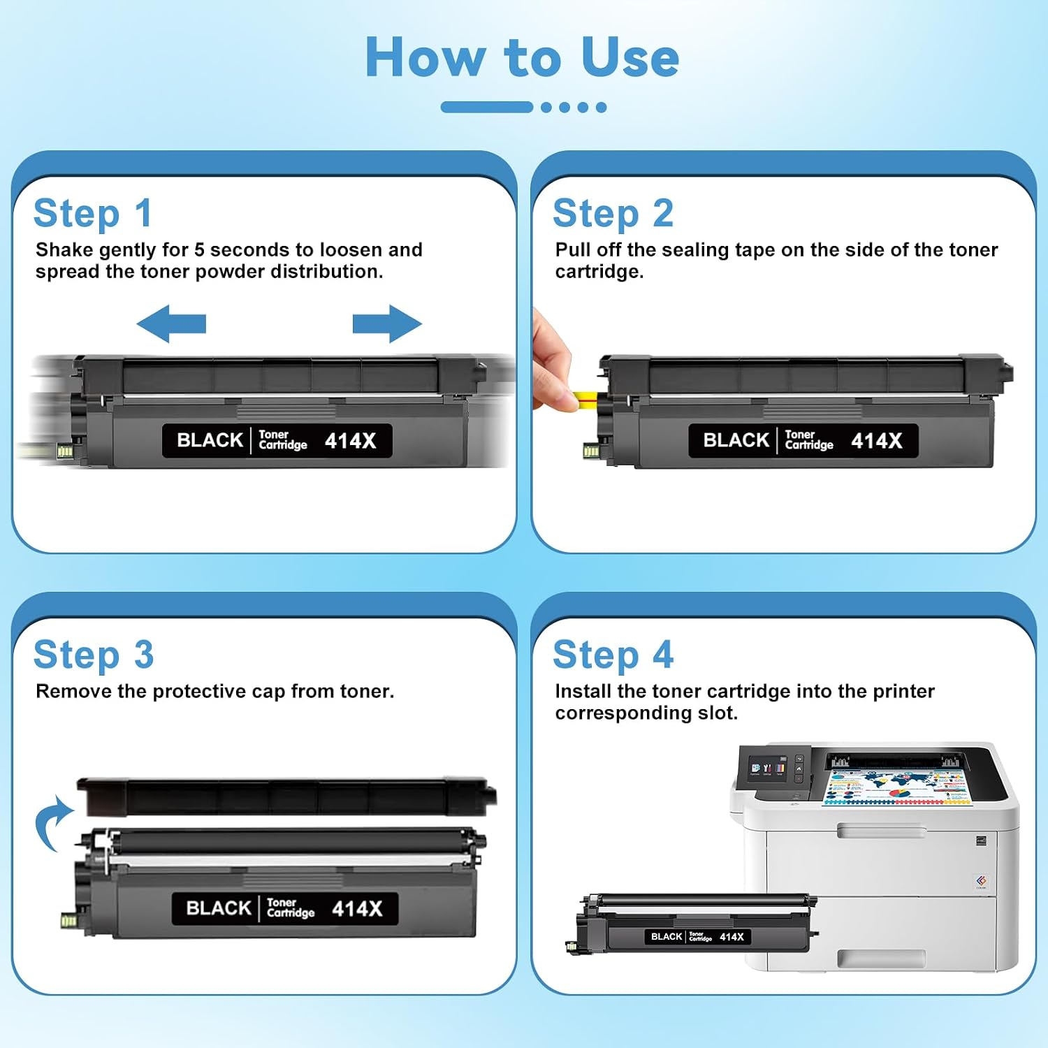 414X High Yield Toner Cartridges 4 Pack with Chip Compatible with HP 414X W2020X 414A W2020A Toner Compatible with HP Color Laserje Pro MFP M479fdw Color Laserje Pro M454dw M454dn M480f M455dn Printer
