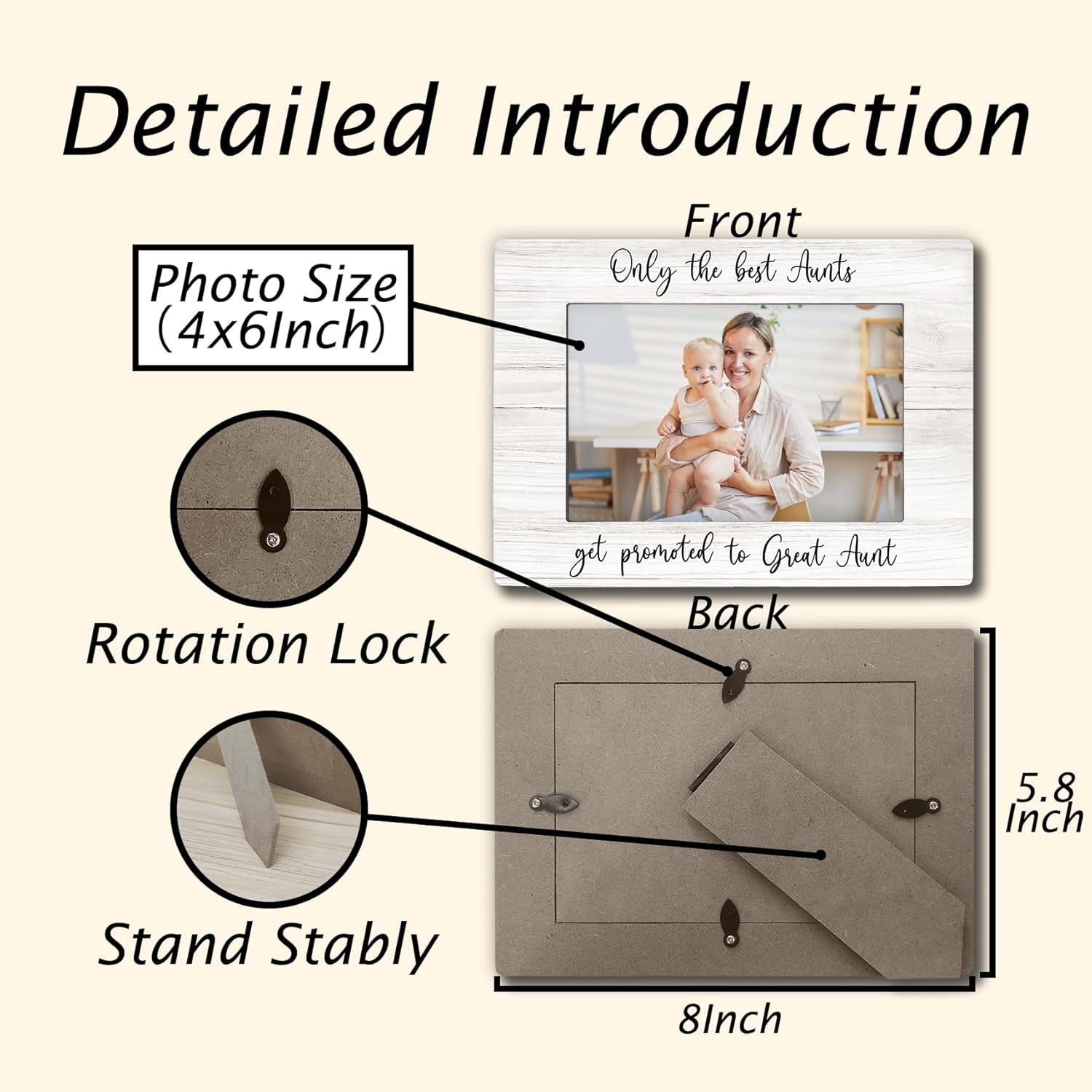 Aunt 4x6 Picture Frame, Pregnancy Announcement for Aunt Photo Frame, Gifts for Great Aunt, Only the Best Aunts Get Promoted to Great Aunt Photo Frames for Desk Shelf Decor - Image 7