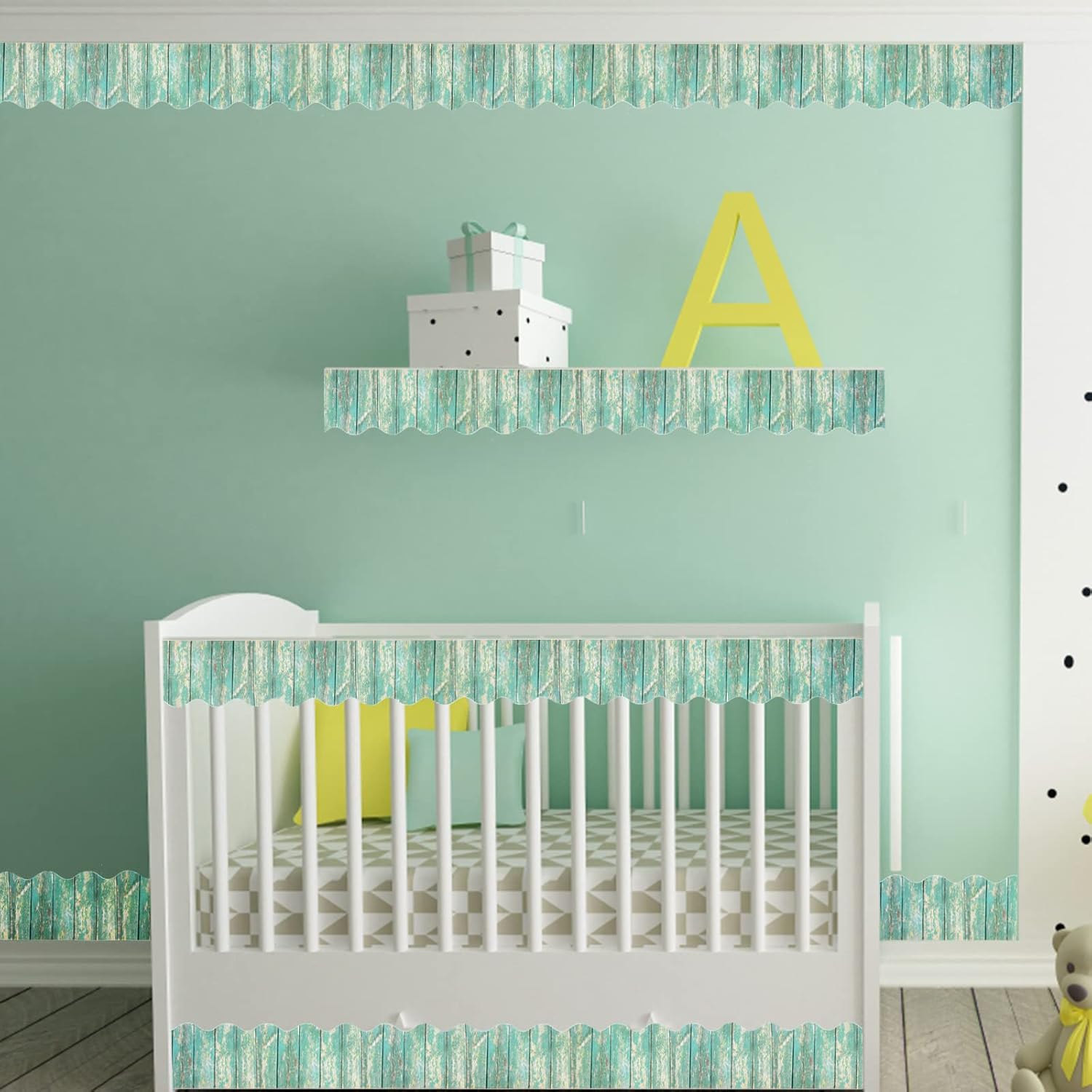 Buy 99 Feet Wood Bulletin Board Border 3 Roll Rustic Turquoise Wood