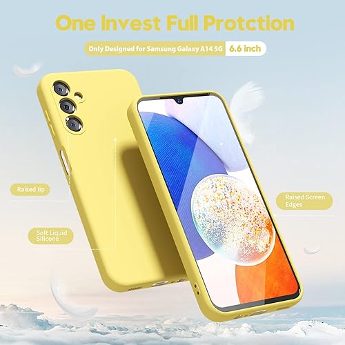Miniatura 3 de oakxco Funda para teléfono Samsung Galaxy A14 5G de silicona líquida, bonita funda delgada y delgada de goma suave TPU lisa de gel liso para mujeres