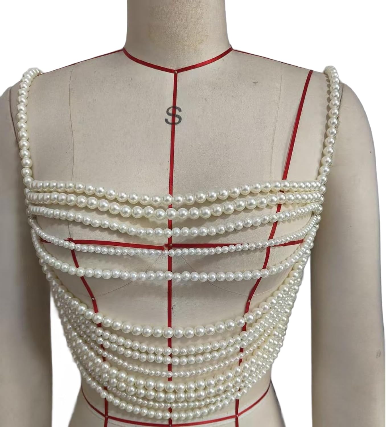 Sexy Rave White Pearl Vest Tassel Bra Chain Jewelry Multilayered Beads Chest Chain Summer Beach Pearl Lingerie Chain Jewelry for Women - Image 6