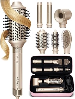 6 in 1 Professional Hot Air Styler • Powerful Hair Dryer & Straightener Set • Styling Without Heat Damage • Fast Drying Curling Volumizing Straightening • Includes Protective Travel Case