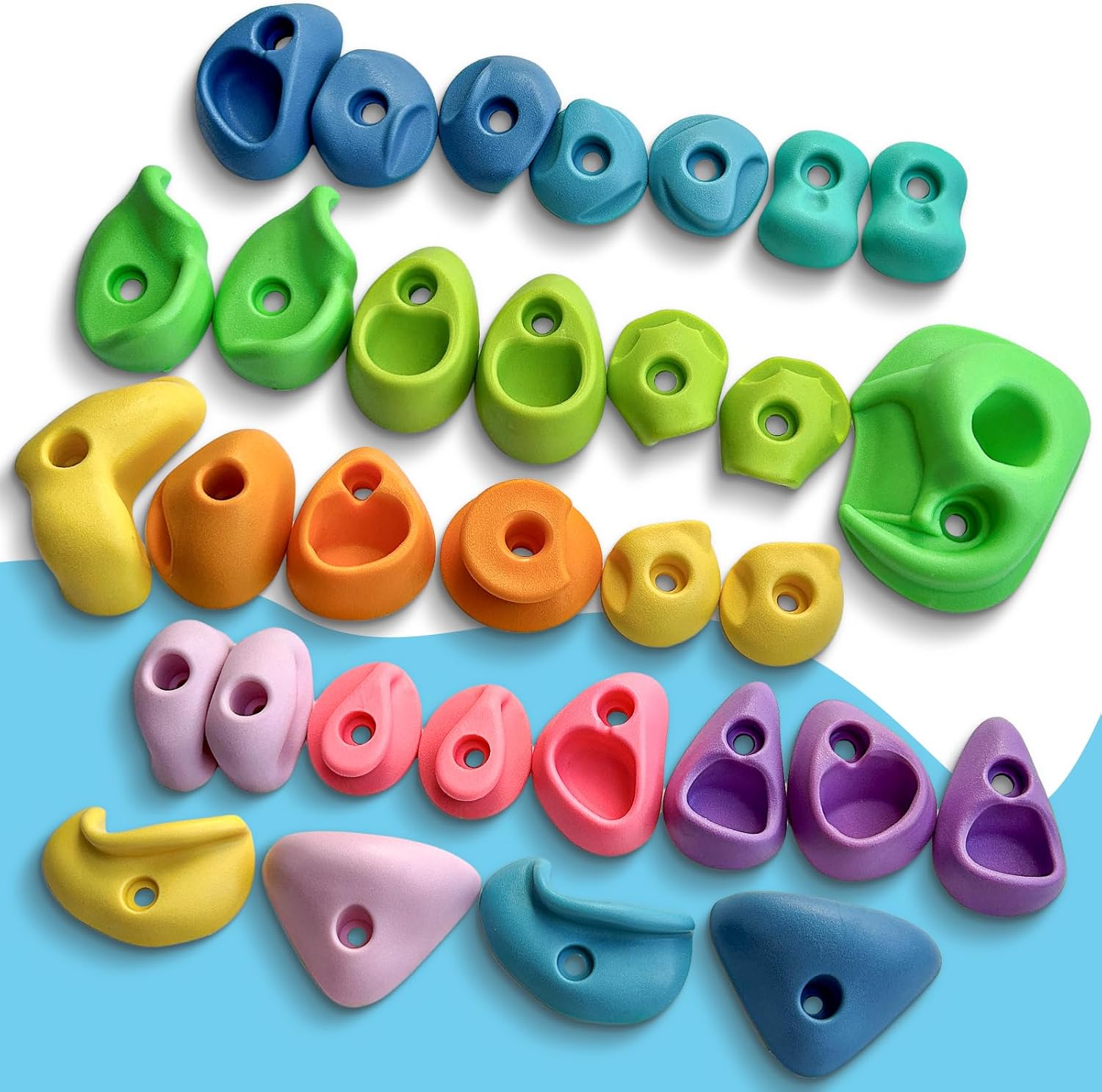 36 PCS Rock Climbing Holds for Kids,Rock Climbing Wall Grips Climbing Rocks Wall Kit for Indoor and Outdoor Playground Play Set with Hardware（Pastel Color）