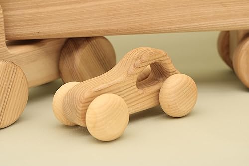 Miniatura 4 de Free Shipping Handmade Organic Natural Wooden Car with Trailer Montessori and Waldorf Educational Vehicles Perfect Gift for Little Boys and Girls
