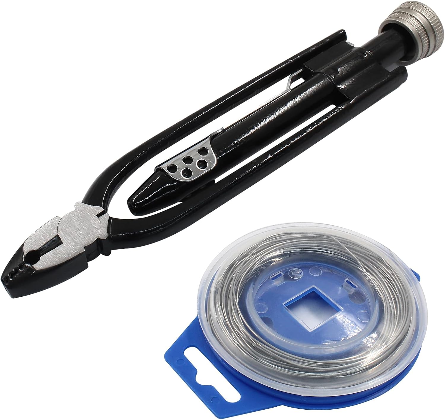 Litoexpe 6 Inch Safety Wire Pliers with 50 FT Safety Wire, Wire Twisting Tool Lock Wire Pliers Automatic Metal Lock Twister for Aircraft Auto Industry
